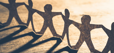 Paper chain cutout of people